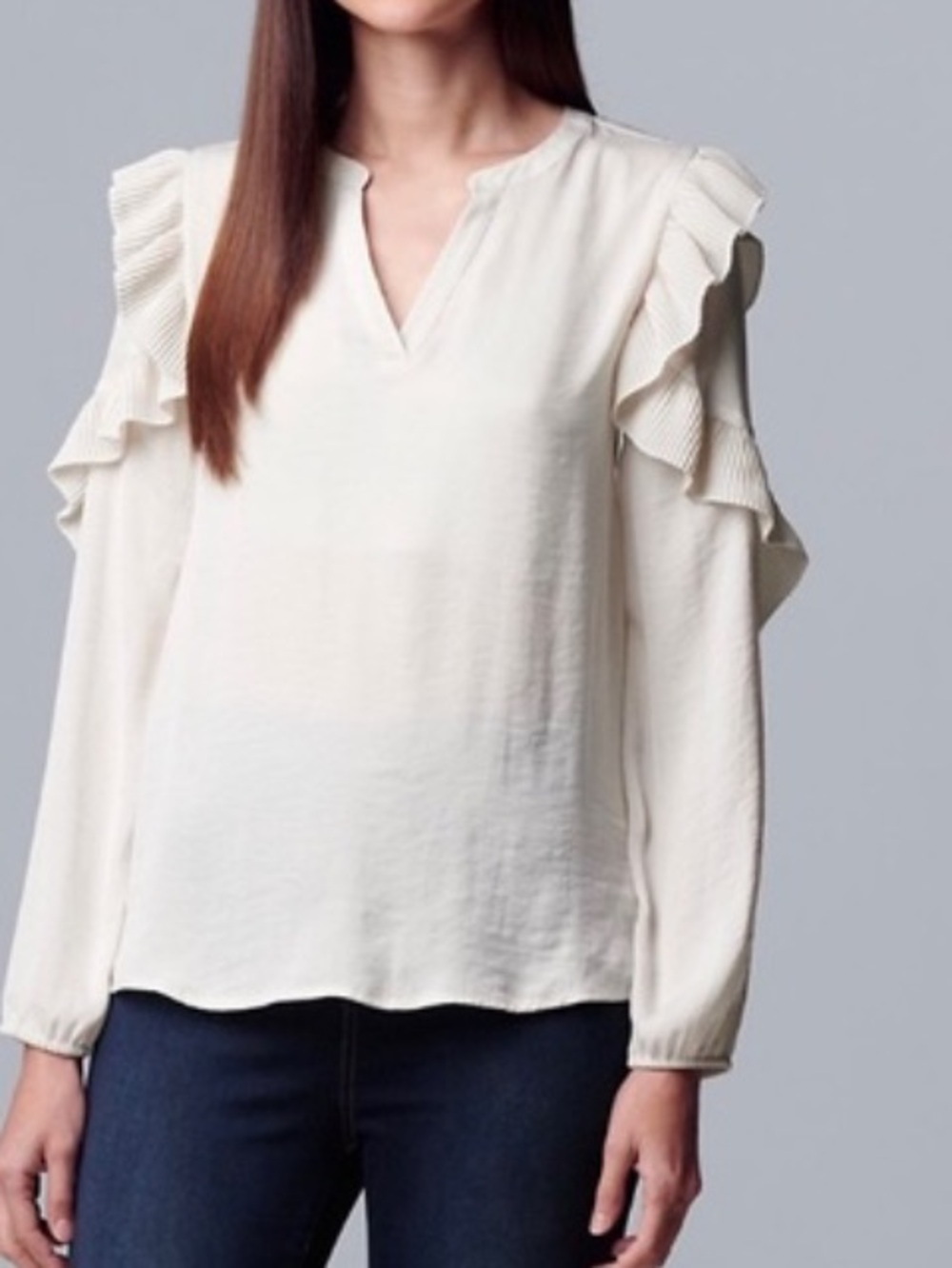 Simply Vera Wang pleated ruffle blouse